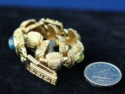Greek Cabochon Bracelet with multi color gemstone cabochons