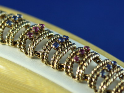 Pink and Blue Sapphire Retro Vintage Bracelet 