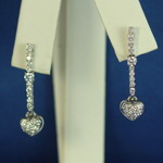 18kt Stick Diamond Heart Dangle Earrings