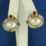 Mabe Pearl Earrings - with cabochon stone