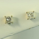Princess Cut Diamond Stud Earrings - 1.12 carat 